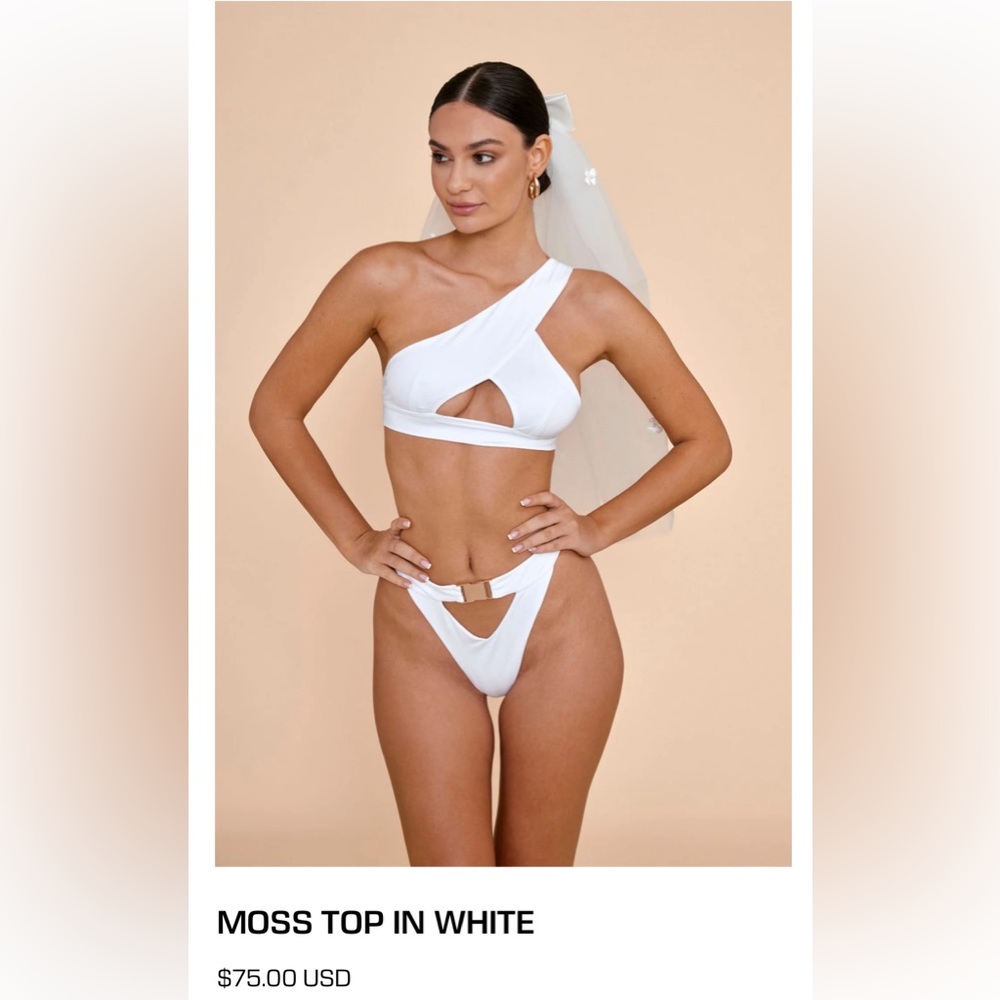 White ALT swimwear. Size small Moss Top. Size Small Crawford bottom. Never worn.